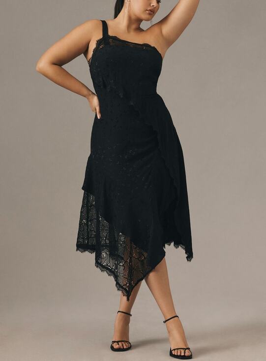 Anthropologie Dresses & Skirts - NWT Anthropologie One Shoulder Black Lace Asymmetrical Viscose Dress